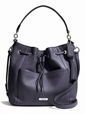 Coach Avery Leather Drawstring Bucket Bag - Dusty Purple Grey F27003